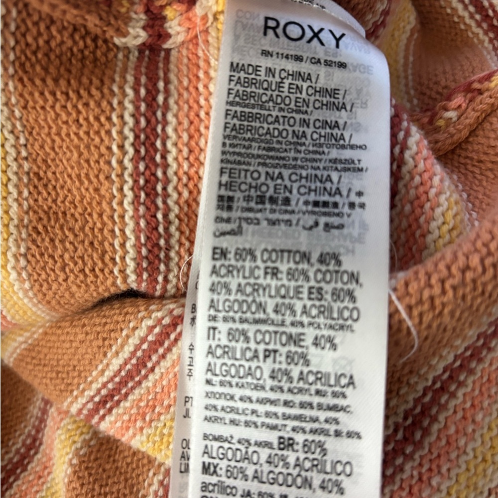 ROXY Striped Cropped Side Swipe Poncho Cropped Hoodie-- NWT-L - Picture 13 of 13